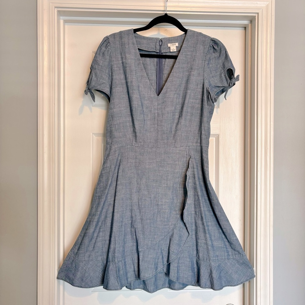 NWOT J. Crew Linen Faux-wrap Dress